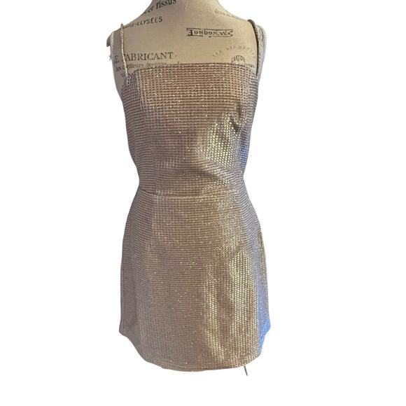 Lulus 'Earned Your Win' Metallic Lace Cocktail Dress Size L New - Picture 3 of 12